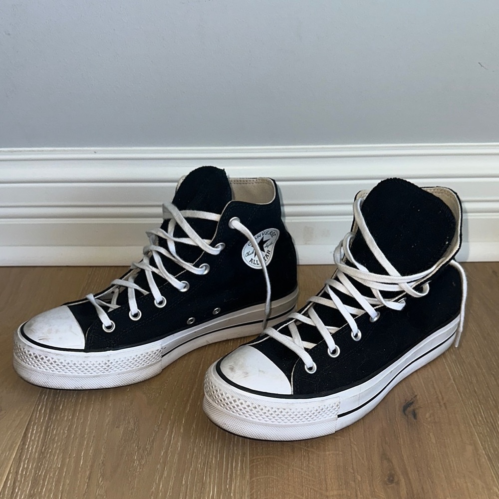 Black and White Converse High-Top Platform Sneakers